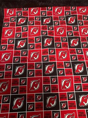 1 yard NHL New Jersey Devils Red, Black, White Logo Fabric Panel